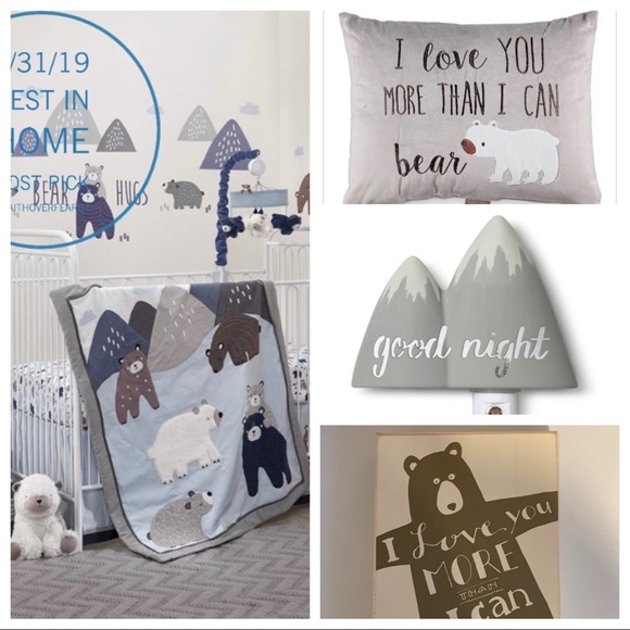 lambs & ivy Other - COMPLETE THEMED NURSERY blue & grey bears LIKE NEW